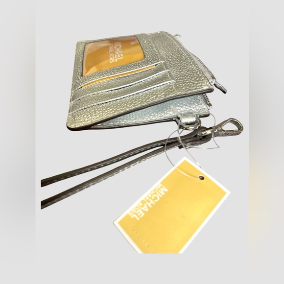 Michael Kors Coin Purse Wallet Wristlet Metallic Silver Money Pieces Pouch NWT - Picture 6 of 8